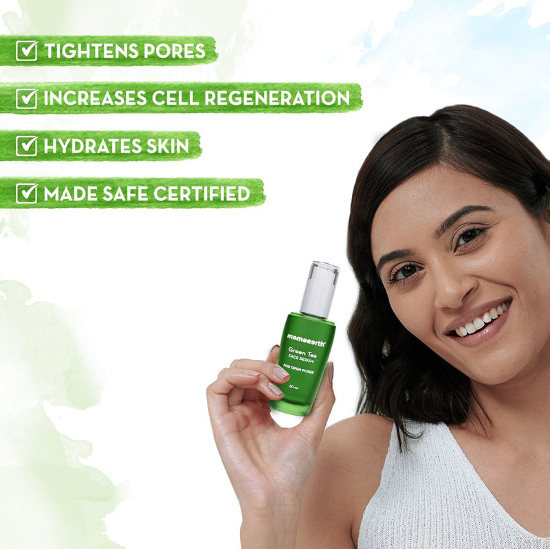 Green Tea Face Serum With Green Tea & Collagen For Open Pores - 30 ml