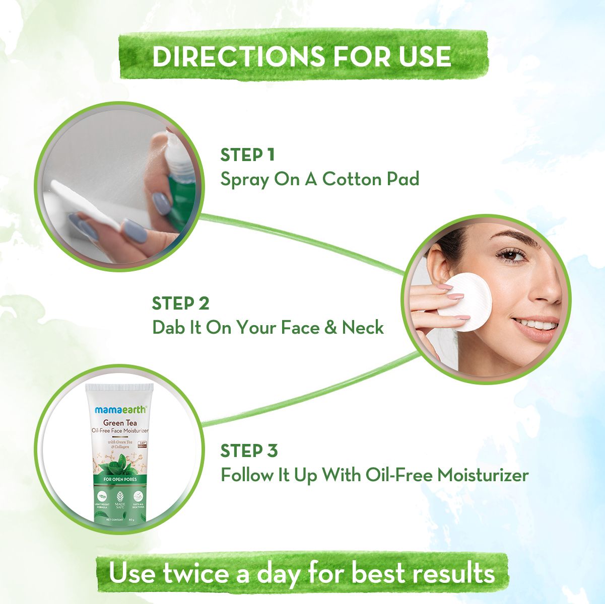 Green Tea Face Toner With Green Tea & Collagen For Open Pores - 100 ml
