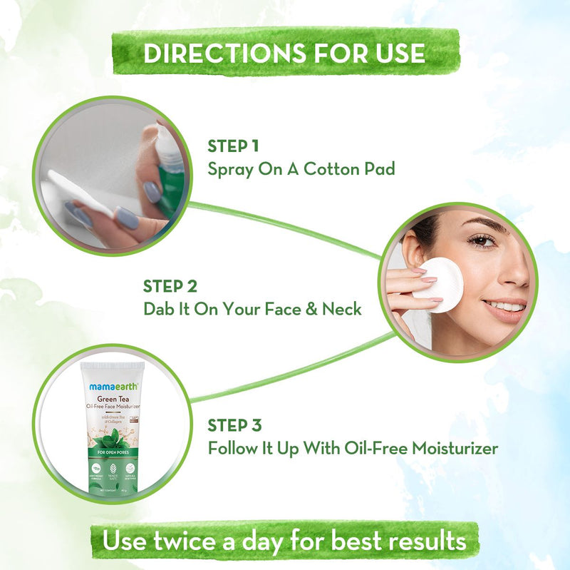 Green Tea Face Toner With Green Tea & Collagen For Open Pores - 100 ml