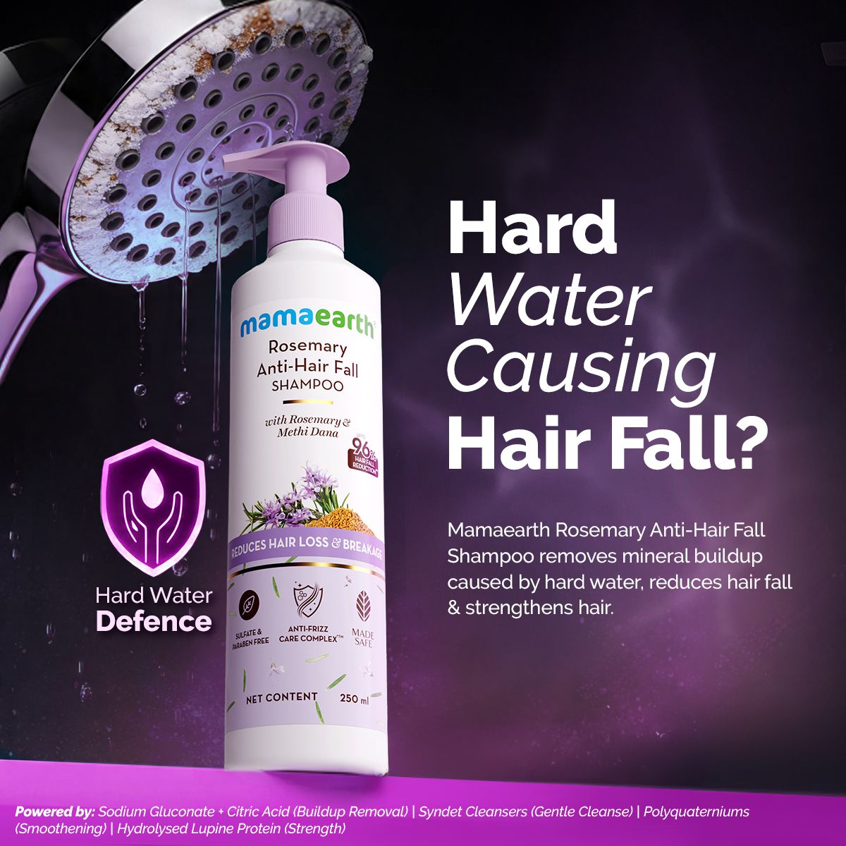 Rosemary Anti-Hair Fall Shampoo with Rosemary & Methi Dana for Reducing Hair Loss & Breakage - 250 ml (Pack of 2)