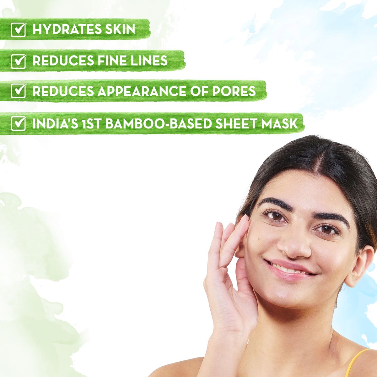 Hyaluronic Bamboo Sheet Mask with Rosehip Oil for Soft and Plump Skin - 25 g