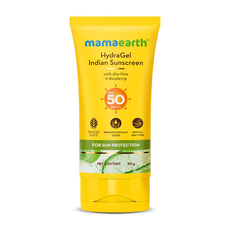 HydraGel Indian Sunscreen with Aloe Vera and Raspberry for Sun Protection - 50 g