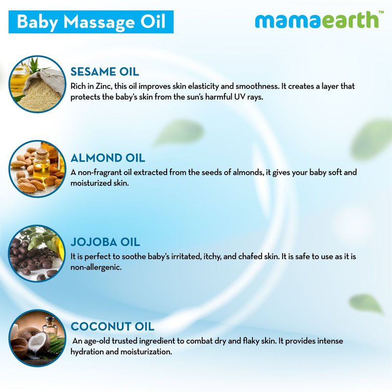 Soothing Massage Oil for Babies with Sesame, Almond and Jojoba Oil - 200ml