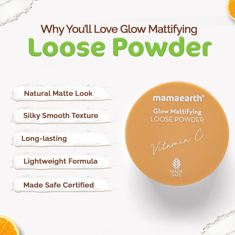 Glow Mattifying Loose Powder with Vitamin C & Aloe Vera for a Natural Matte Look - 12 g