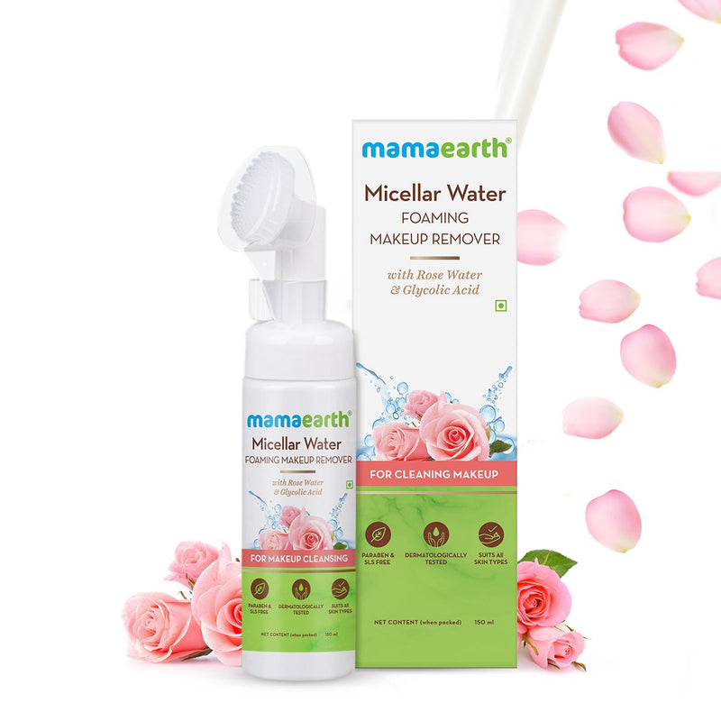 Micellar Water Foaming Makeup Remover with Rose Water and Glycolic Acid for Makeup Cleansing - 150 ml