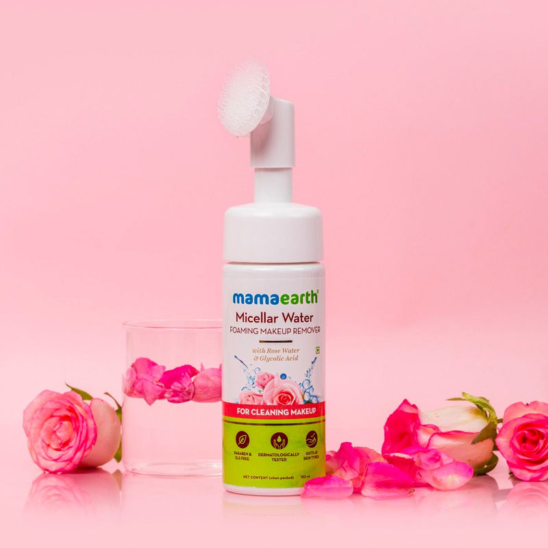 Micellar Water Foaming Makeup Remover with Rose Water and Glycolic Acid for Makeup Cleansing - 150 ml