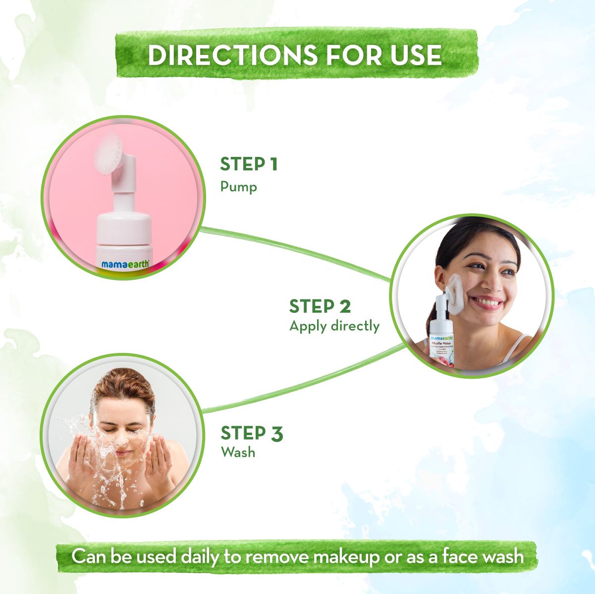 Micellar Water Foaming Makeup Remover with Rose Water and Glycolic Acid for Makeup Cleansing - 150 ml