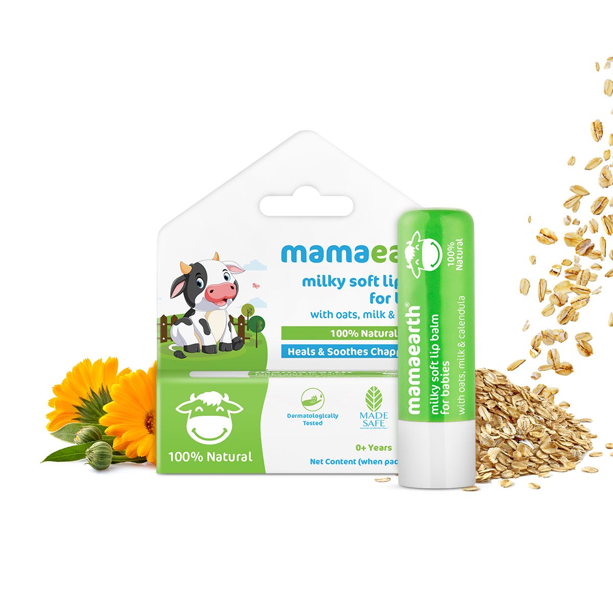 Milky Soft Natural Lip Balm for Babies with Oats, Milk & Calendula -- 4g