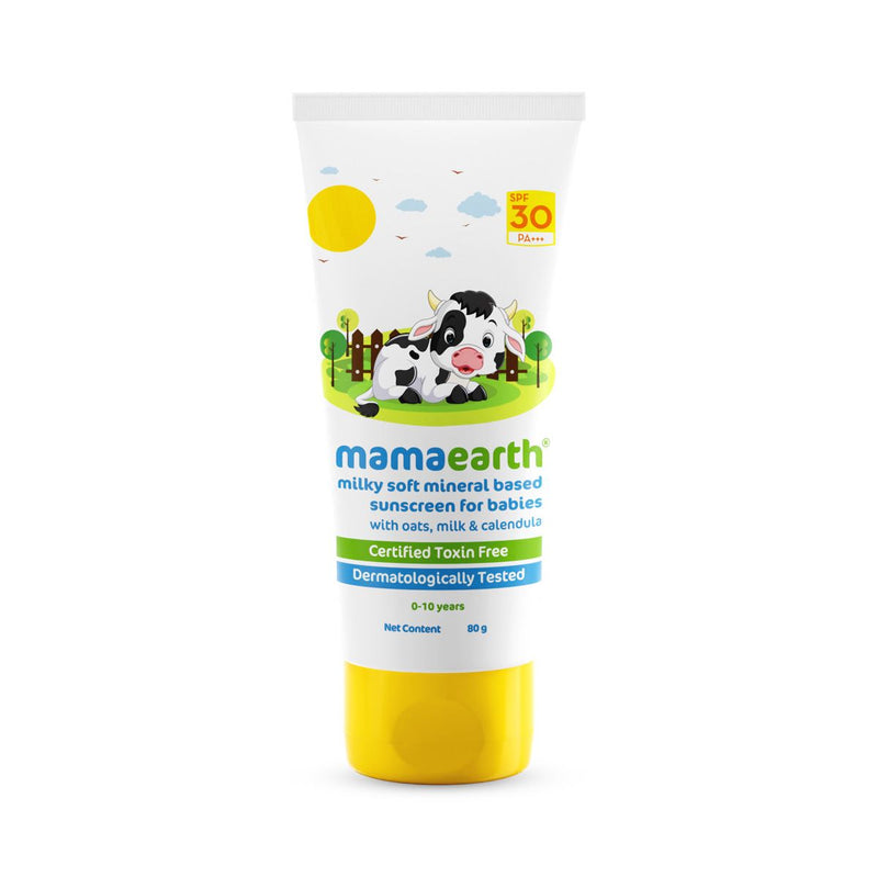 Milky Soft Mineral Based Sunscreen SPF 30 & PA+++ With Oats, Milk and Calendula for Babies- 80 g