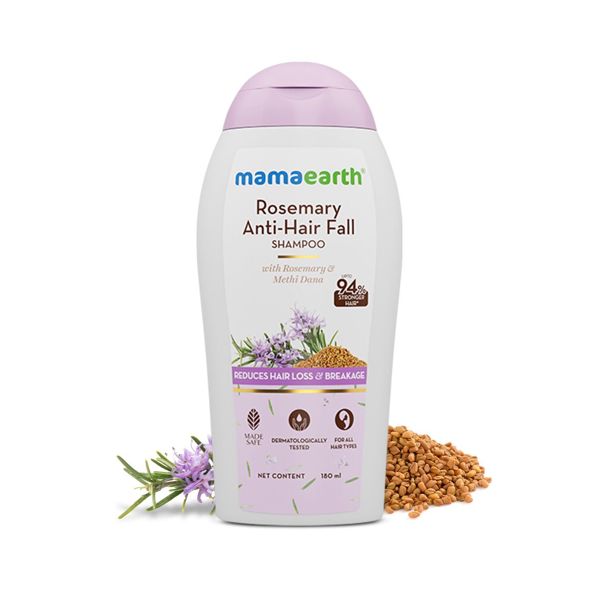 Rosemary Anti-Hair Fall Shampoo with Rosemary & Methi Dana for Reducing Hair Loss & Breakage - 180 ml