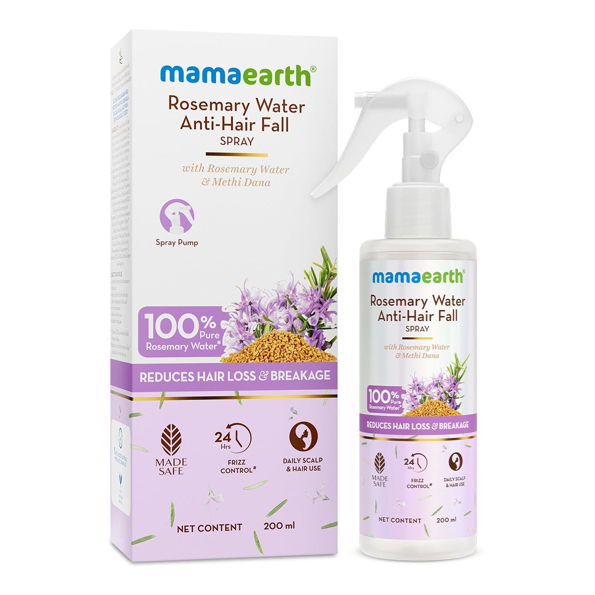 Rosemary Water Anti-Hair Fall Spray with 100% Pure Steam Distilled Rosemary Water & Methi Dana for Hair - 200 ml