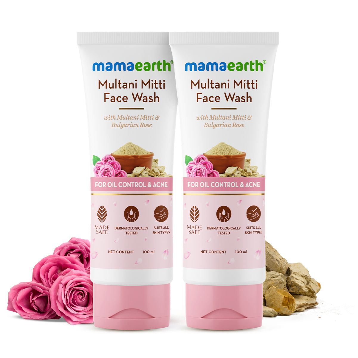 Multani Mitti Face Wash with Multani Mitti & Bulgarian Rose For Oil Control & Acne -  100 ml - Pack of 2