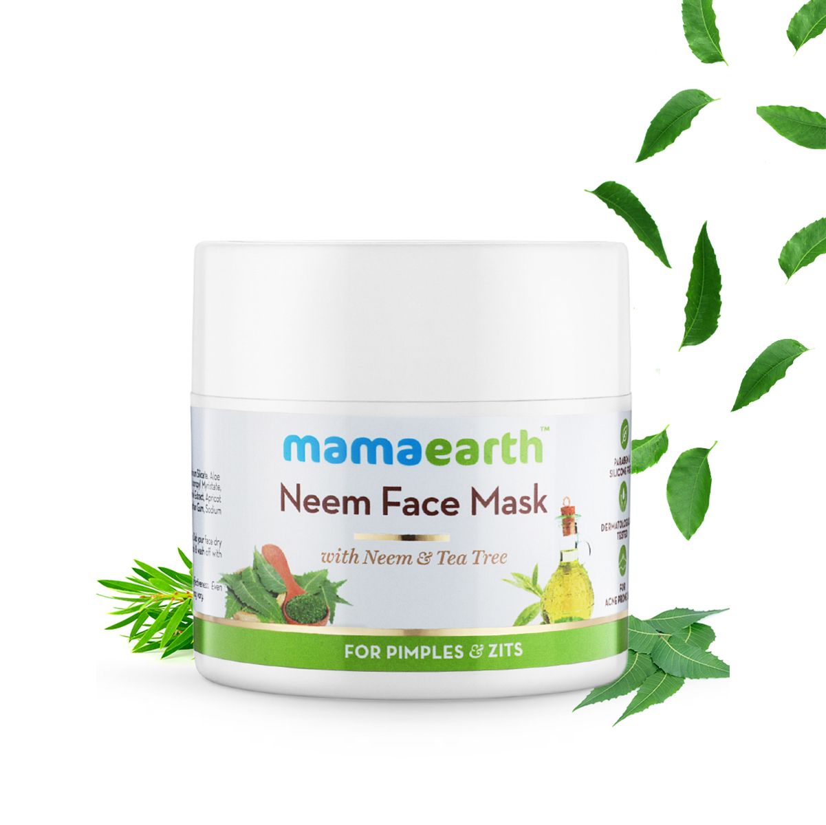 Neem Face Mask with Neem and Tea Tree for Pimples and Zits, 100 ml