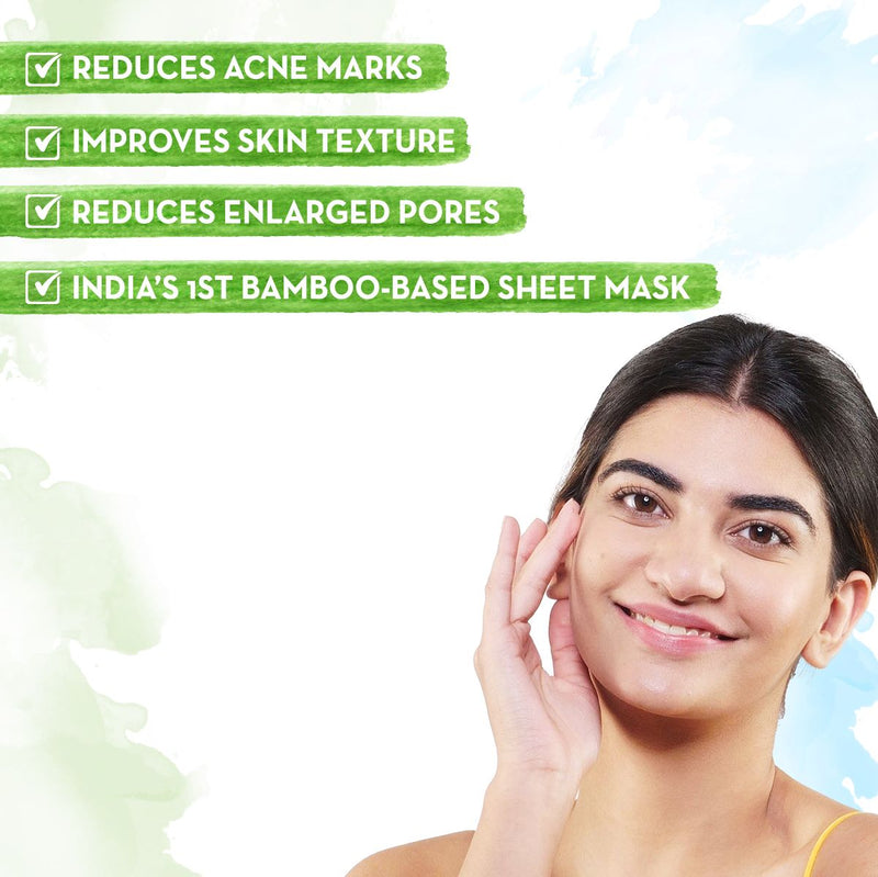 Niacinamide Bamboo Sheet Mask with Niacinamide and Ginger Extract for Clear and Glowing Skin - 25 g