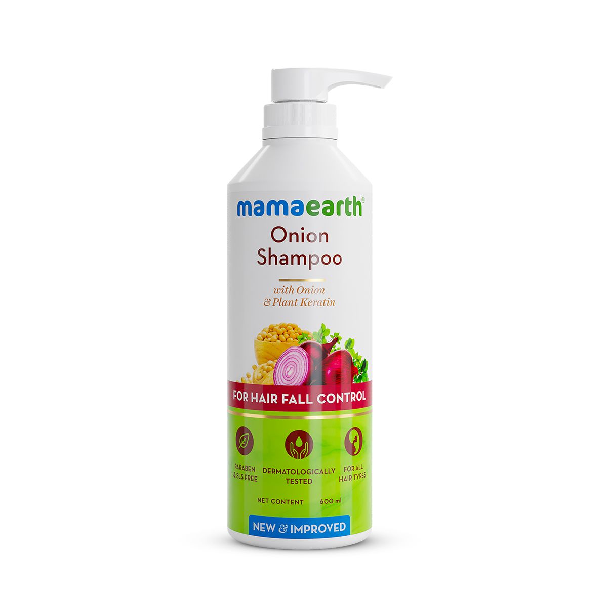 Mamaearth Onion Shampoo for Hair Growth & Hair Fall Control with Onion & Plant Keratin - 600 ml