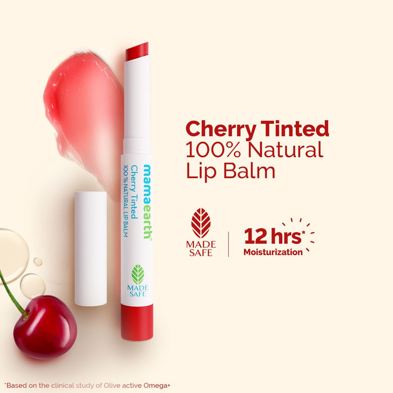 Cherry Tinted 100% Natural Lip Balm with Cherry & Coconut Oil for 12 hrs Moisturized Lips - 2 g