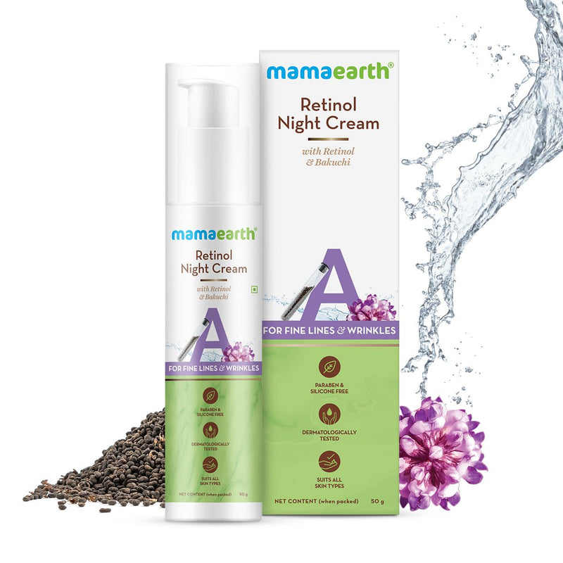 Retinol Night Cream For Women with Retinol and Bakuchi for Anti Aging, Fine Lines and Wrinkles - 50 g