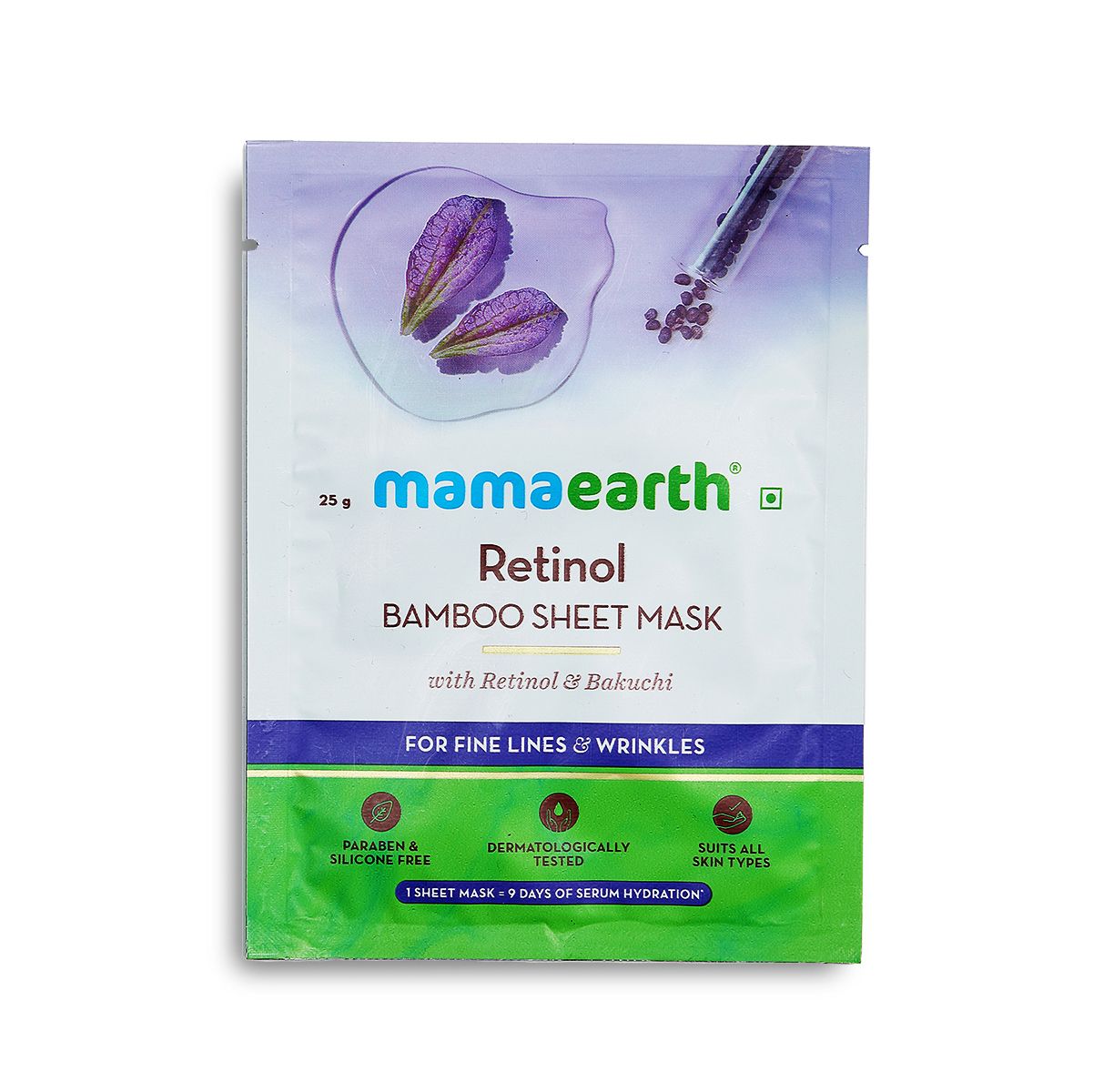 Retinol Bamboo Sheet Mask with Retinol and Bakuchi for Fine Lines and Wrinkles - 25 g