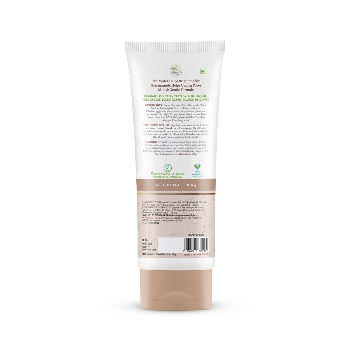Rice Face Scrub With Rice Water & Niacinamide for Glass Skin - 100 g