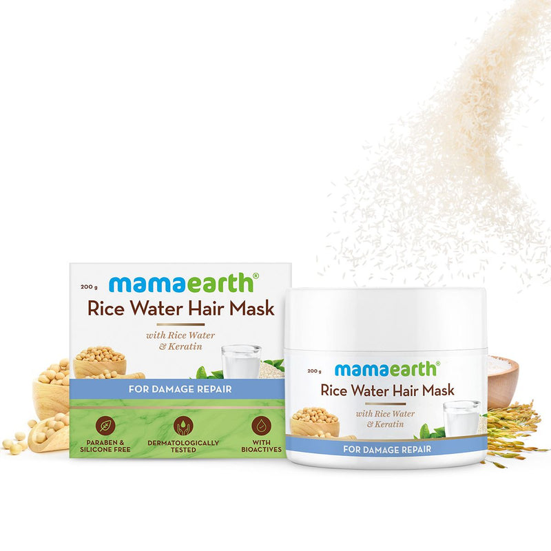 Rice Water Hair Mask with Rice Water and Keratin For Smoothening Hair and Damage Repair - 200 g