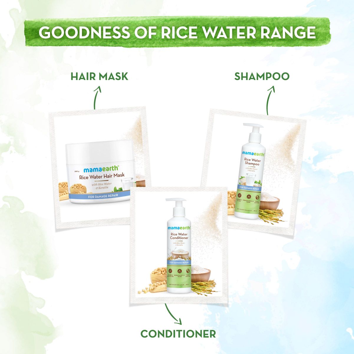 Rice Water Hair Mask with Rice Water and Keratin For Smoothening Hair and Damage Repair - 200 g