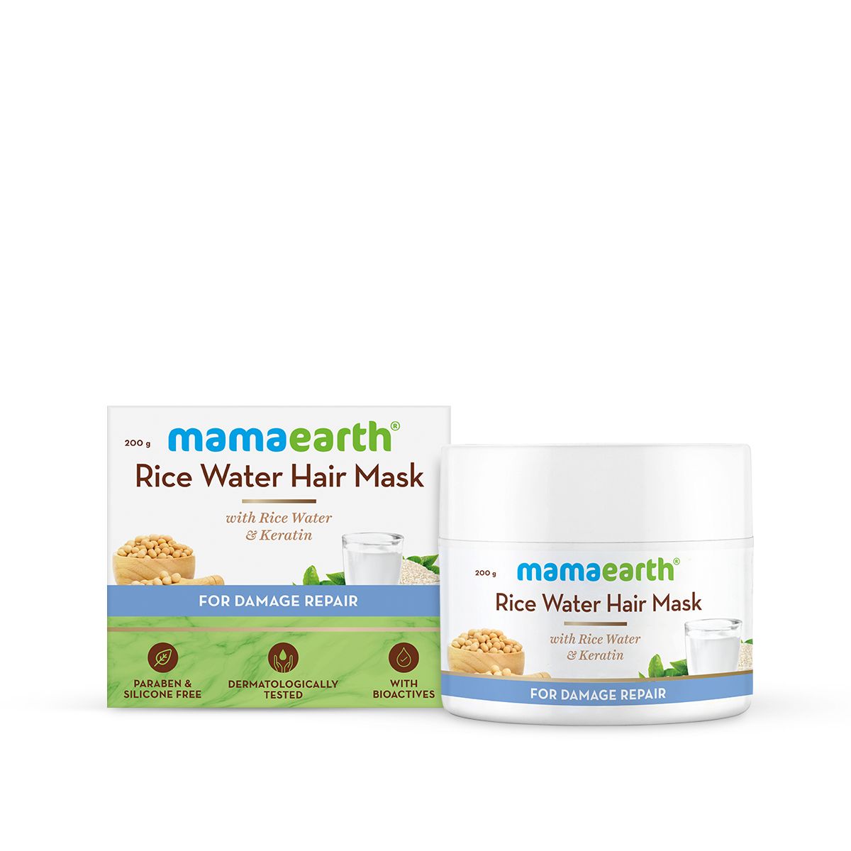 Rice Water Hair Mask with Rice Water and Keratin For Smoothening Hair and Damage Repair - 200 g