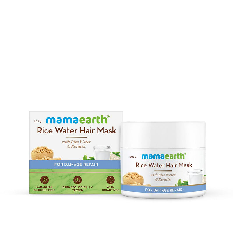 Rice Water Hair Mask with Rice Water and Keratin For Smoothening Hair and Damage Repair - 200 g