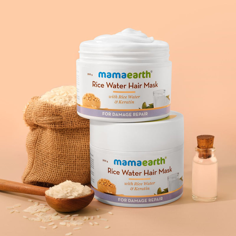 Rice Water Hair Mask with Rice Water and Keratin For Smoothening Hair and Damage Repair - 200 g