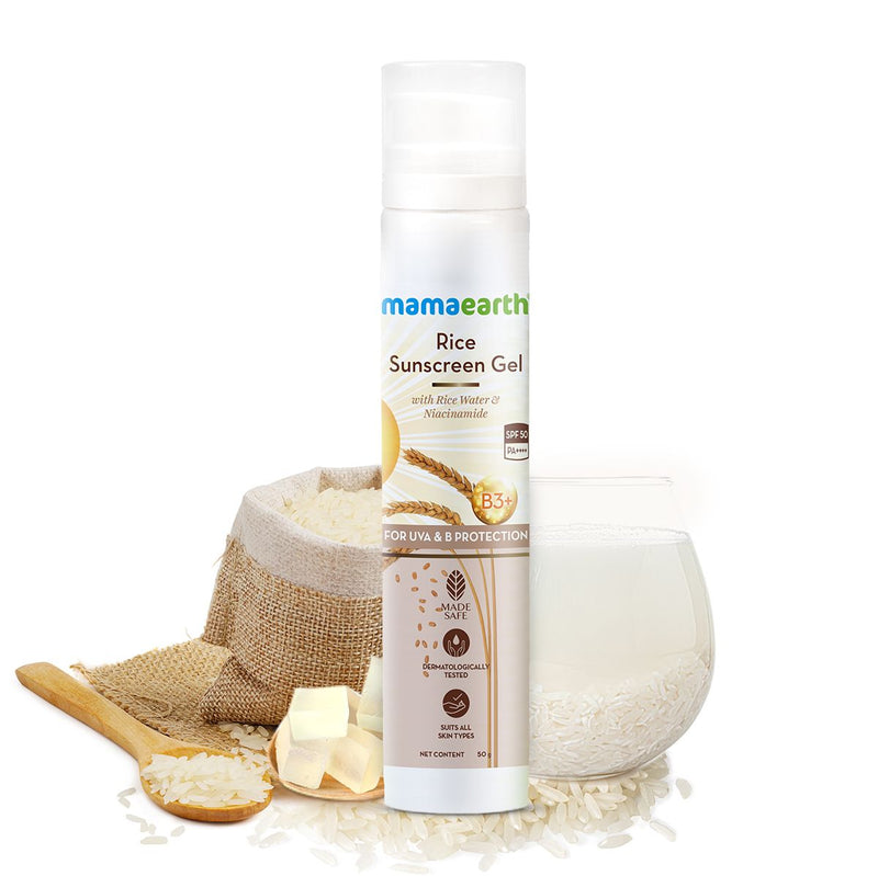 Rice Sunscreen Gel with Rice Water & Niacinamide for UVA & UVB Protection - 50 g
