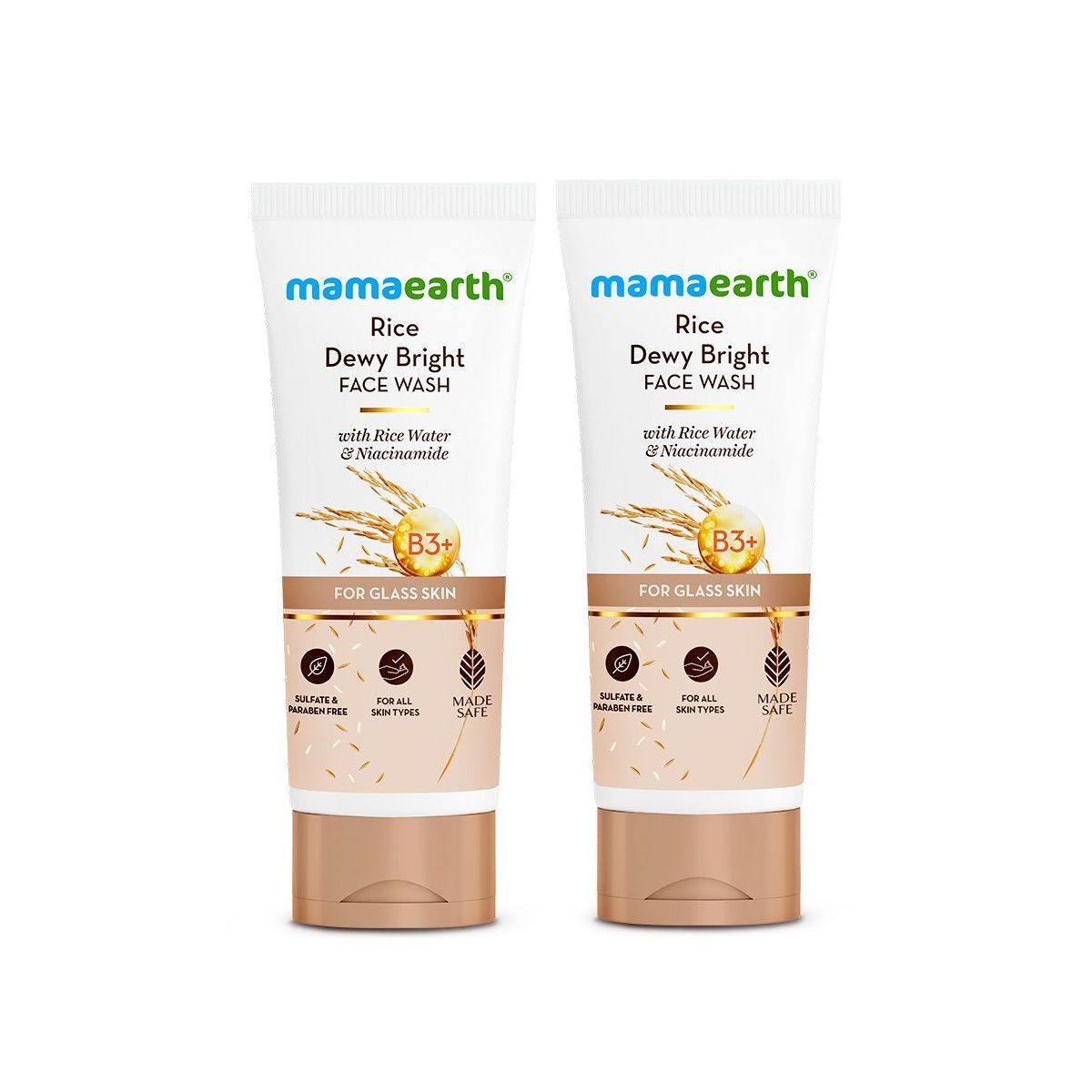 Rice dewy bright face wash 200ml twin pack
