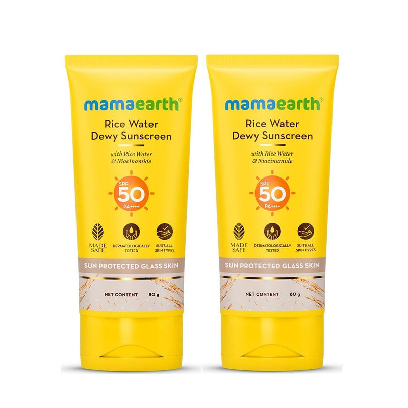Mamaearth Rice Water Dewy Sunscreen with SPF 50 & PA++++ - 80g (Pack of 2)
