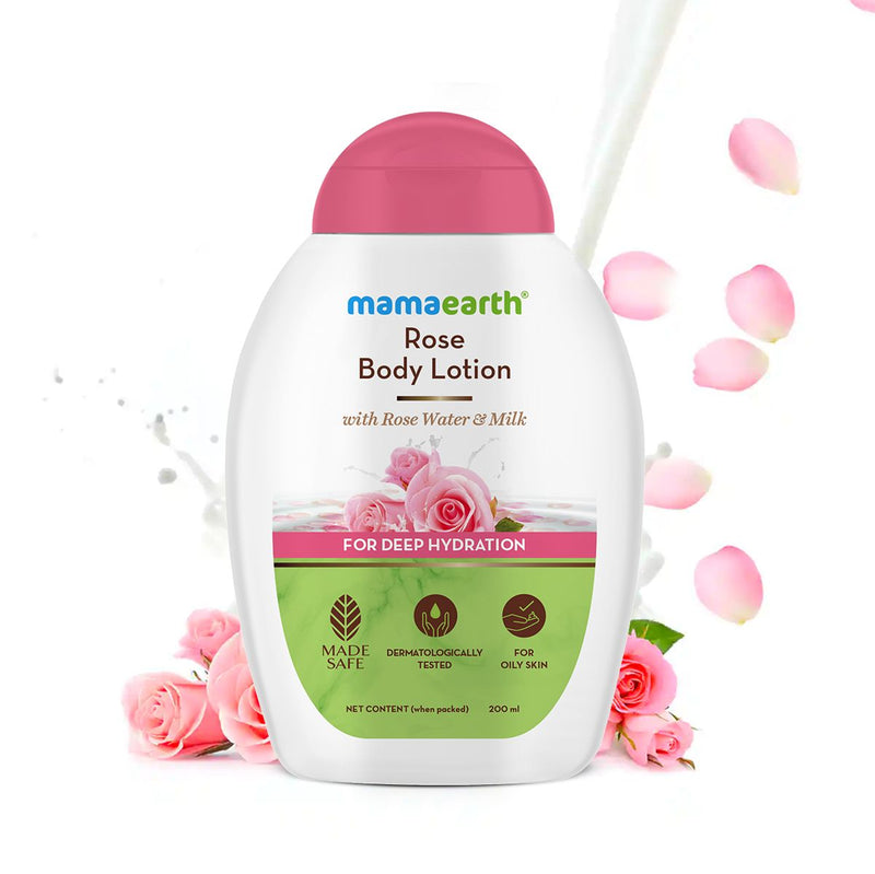 Rose Body Lotion with Rose Water and Milk For Deep Hydration - 200 ml