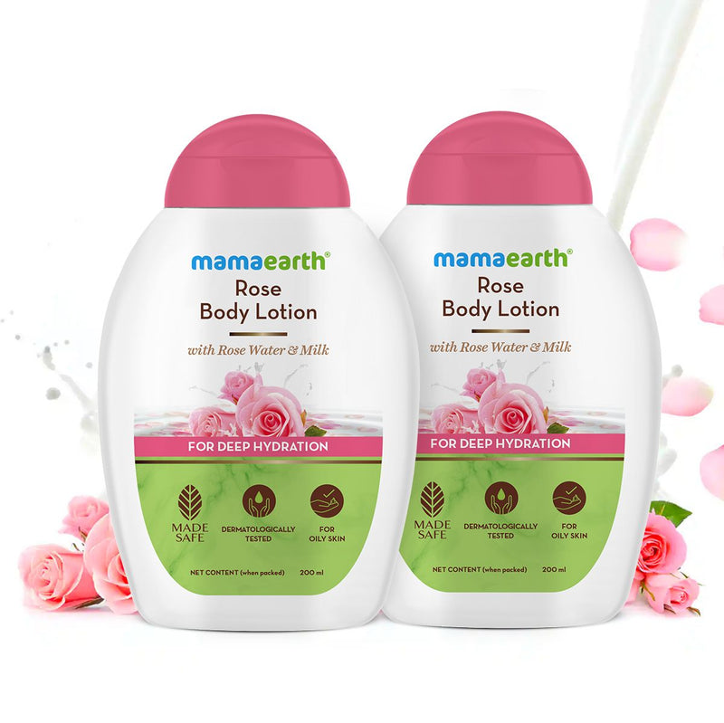 Rose Body Lotion with Rose Water and Milk For Deep Hydration (Pack of 2) - 200 ml