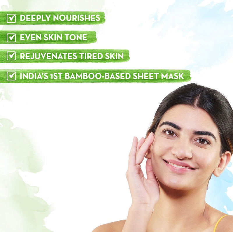 Rose Water Bamboo Sheet Mask with Rose Water and Milk for Glowing Skin - 25 g