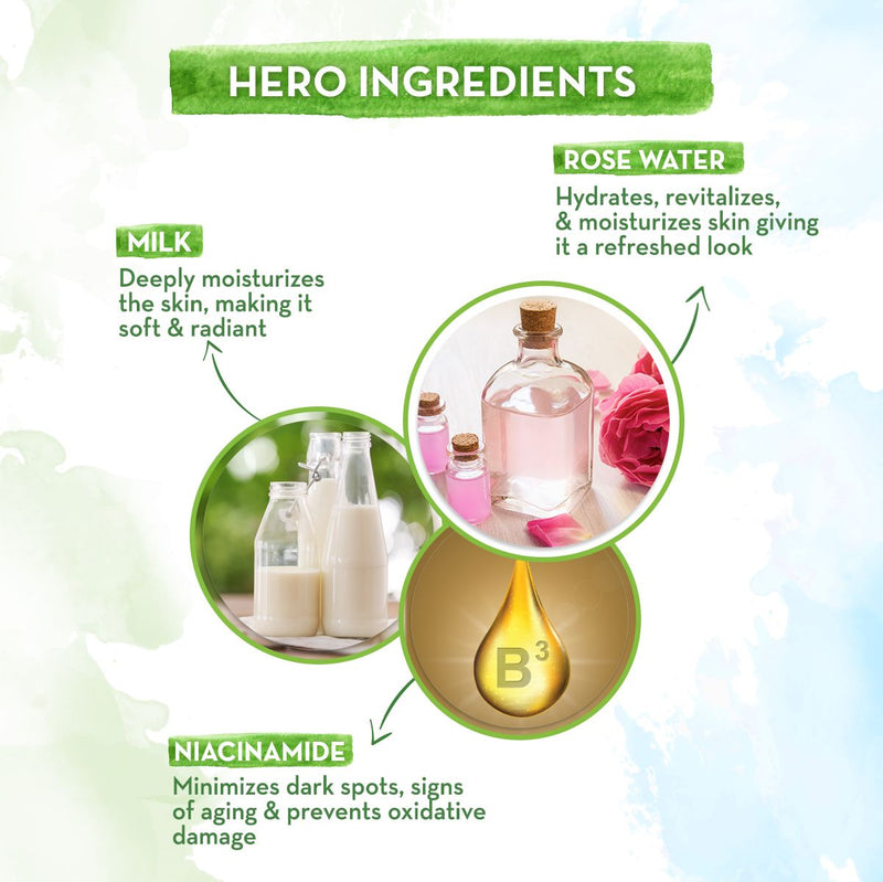 Rose Water Bamboo Sheet Mask with Rose Water and Milk for Glowing Skin - 25 g