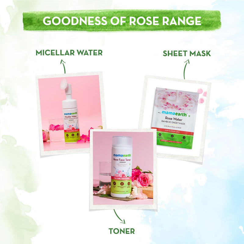Rose Water Bamboo Sheet Mask with Rose Water and Milk for Glowing Skin - 25 g