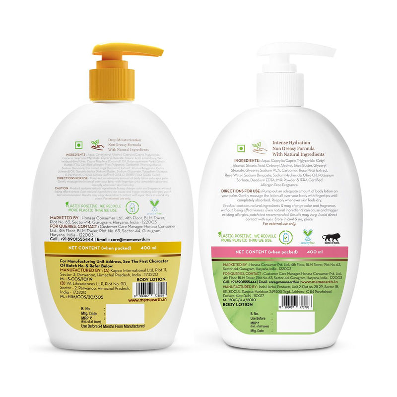 Skin Nourishing Body Care Combo - Ubtan Body Lotion + Rose Body Lotion  - (400 ml)