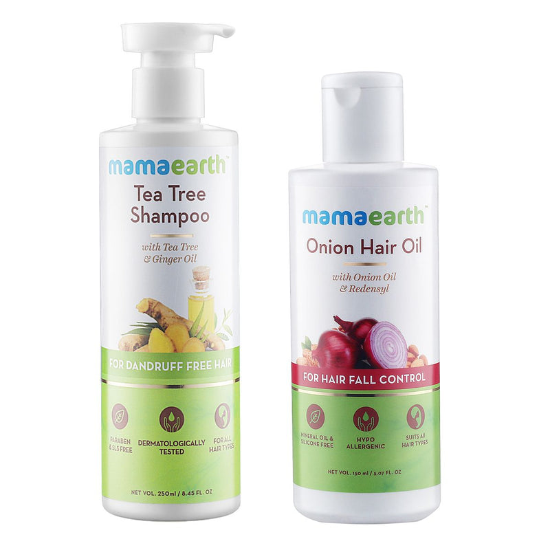 Tea Tree Shampoo and Onion Hair Oil Combo - 250ml + 150ml