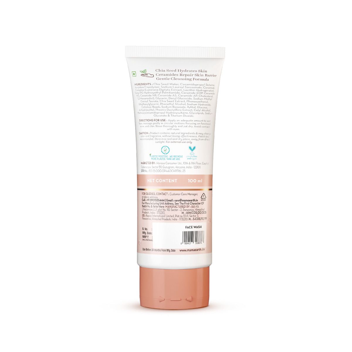 Chia Oil-Free Face Wash with Chia Seed & Ceramides for Hydrated Glow - 100 ml