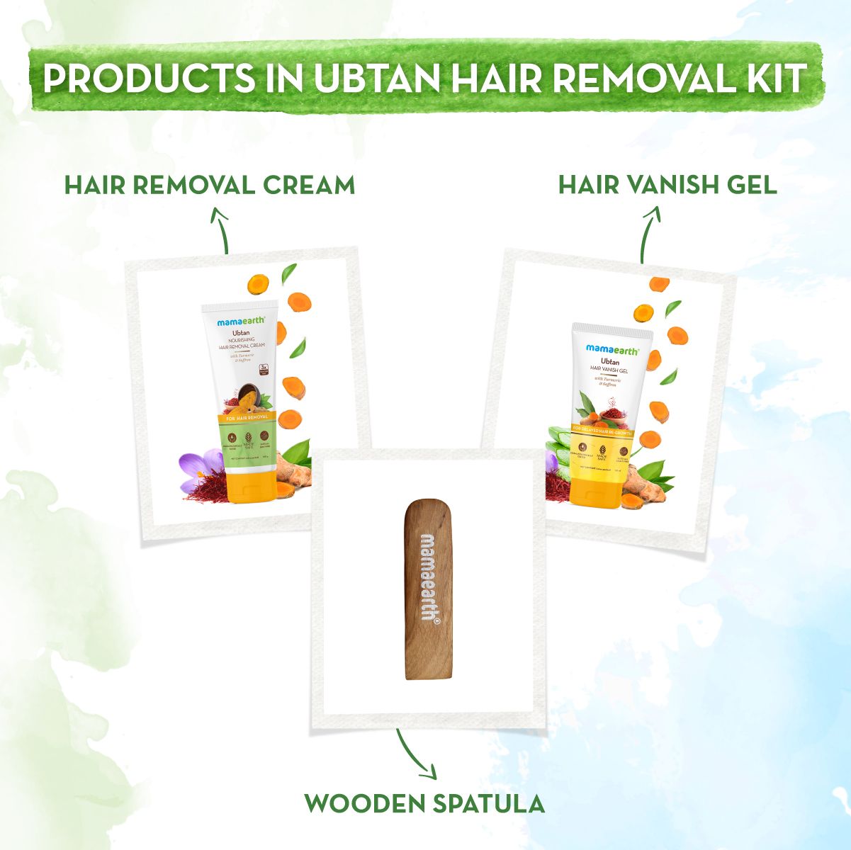 Ubtan Nourishing Hair Removal Kit With Turmeric & Saffron for Hair Removal & Growth Reduction - 100+50 g