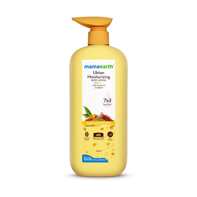 Mamaearth Ubtan Moisturizing Body Lotion with Turmeric & Saffron for Glowing Skin - 400 ml