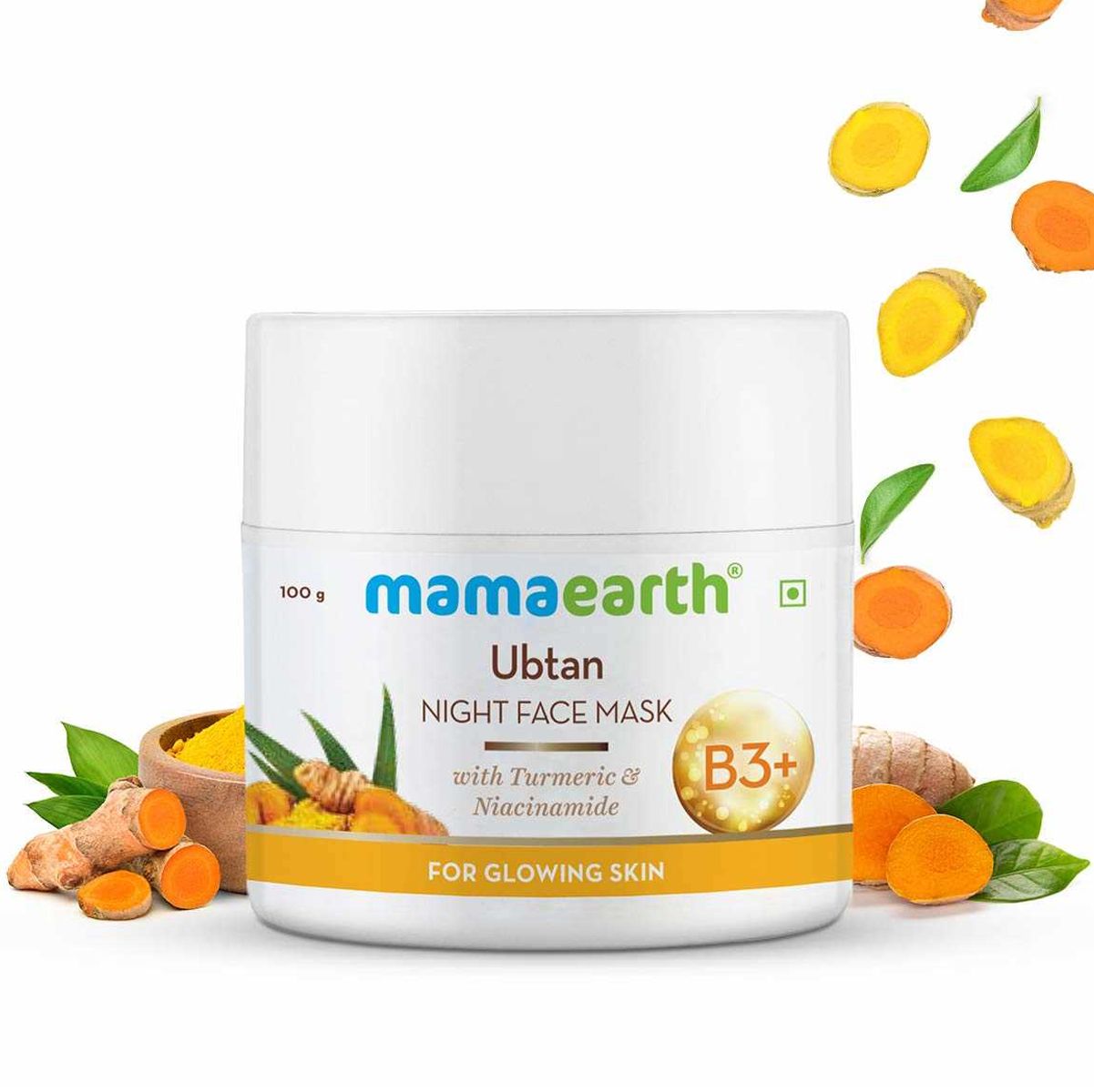 Ubtan Night Face Mask with Turmeric and Niacinamide for Glowing Skin - 100 g