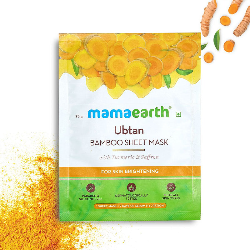Ubtan Bamboo Sheet Mask with Turmeric and Saffron for Skin Brightening - 25 g