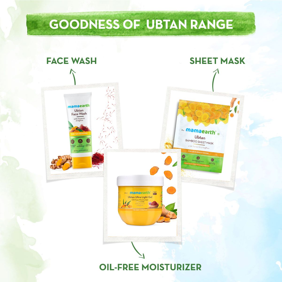 Ubtan Bamboo Sheet Mask with Turmeric and Saffron for Skin Brightening - 25 g