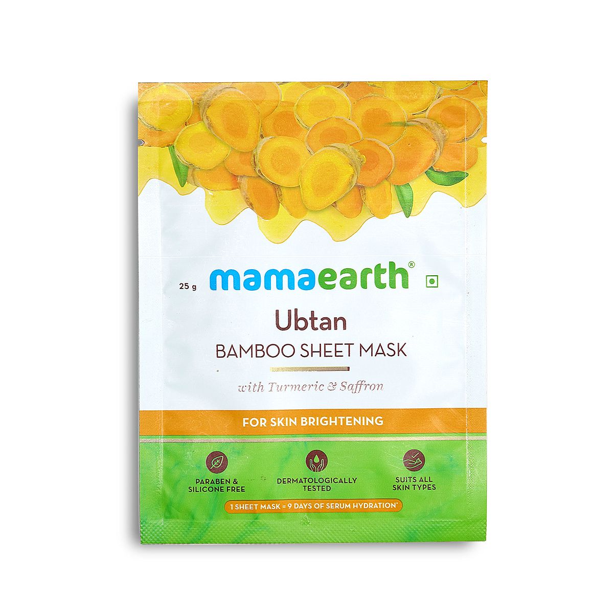 Ubtan Bamboo Sheet Mask with Turmeric and Saffron for Skin Brightening - 25 g