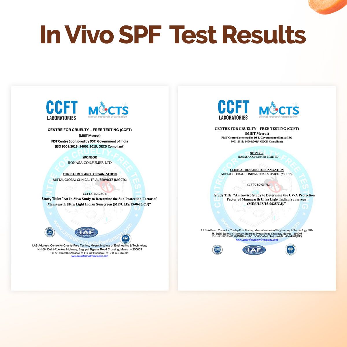 Mamaearth Ultra-Light Indian Sunscreen SPF 50 PA++++ – In-Vivo Tested (ISO 24444 & ISO 24442 Certified, CTRI/2025/07/090388) - 80g - Pack of 2
