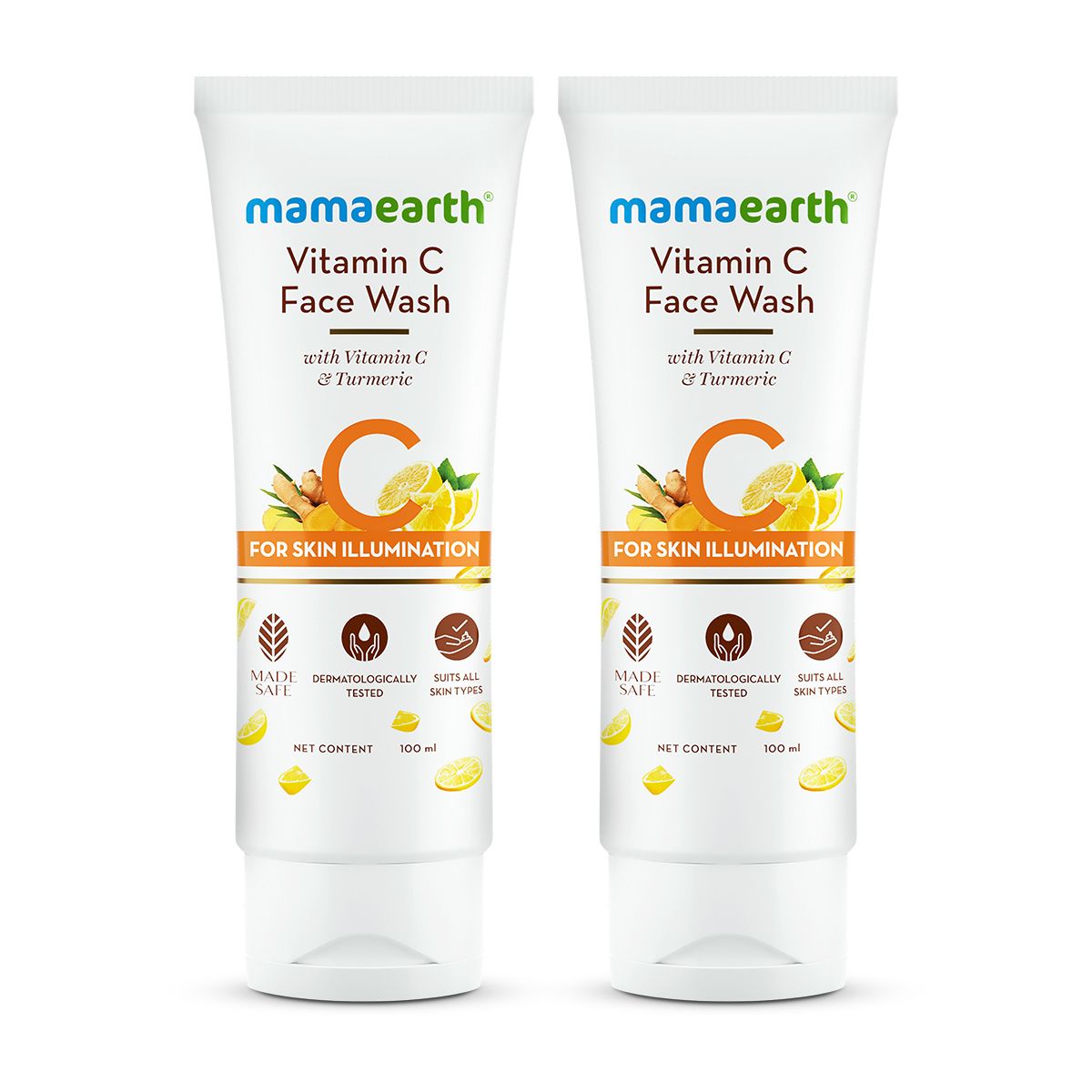 mamaearth vitamin c face wash for skin illumination pack of 2 