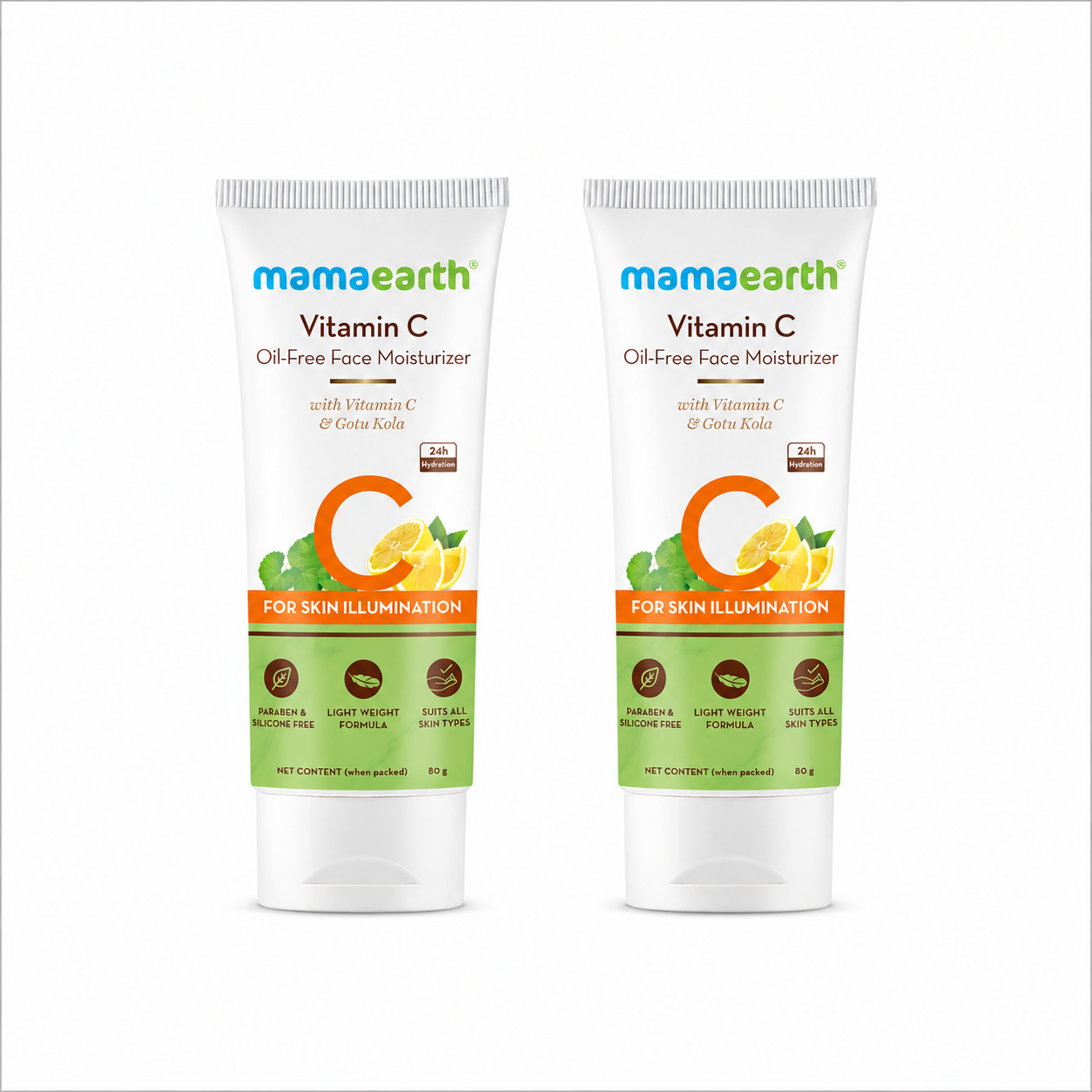 Vitamin C Oil-Free Moisturizer For Face with Vitamin C and Gotu Kola for Skin Illumination - 80 g (Pack of 2)