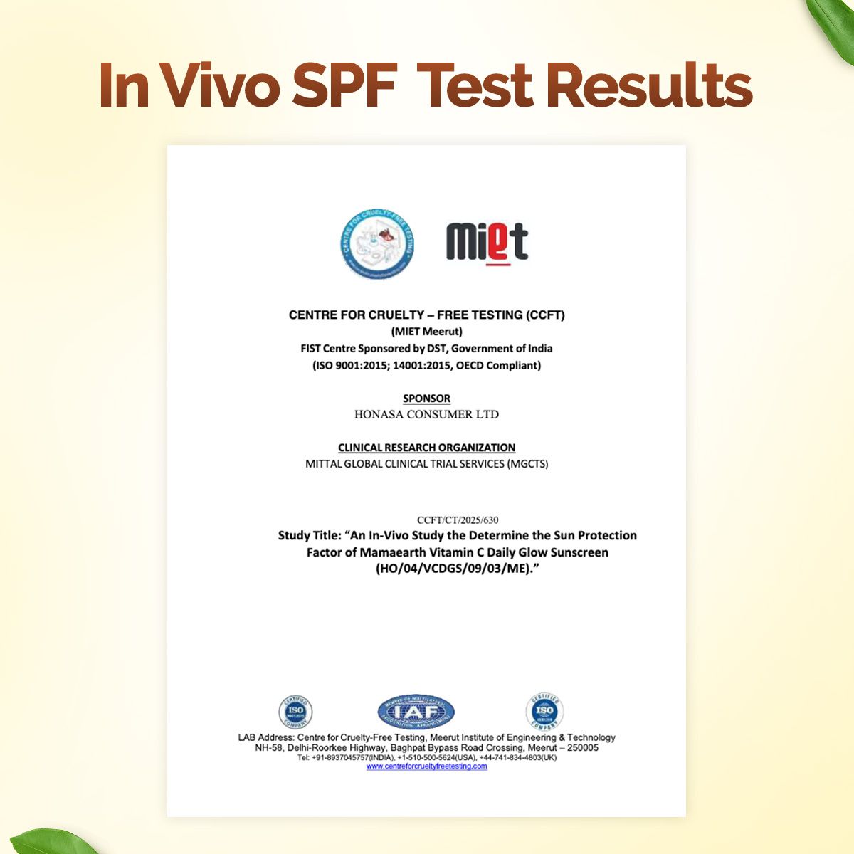 Mamaearth Vitamin C Daily Glow Sunscreen SPF 50 PA++++ – In-Vivo Tested (ISO 24444:2019 Certified, CTRI/2025/05/087276) - 80 g