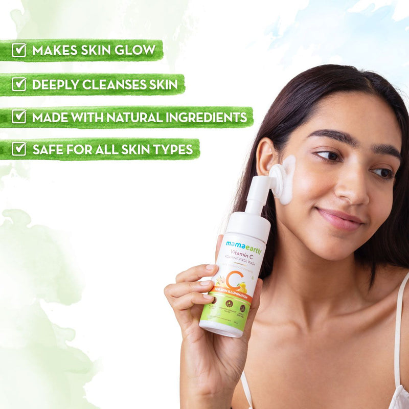 Vitamin C Foaming Face Wash with Vitamin C and Turmeric for Skin Illumination - 150ml (Pack of 2)